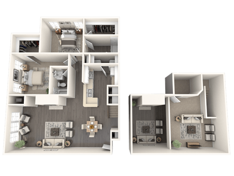 Floor plan for 2 beds, 2 baths, 1561 sqft